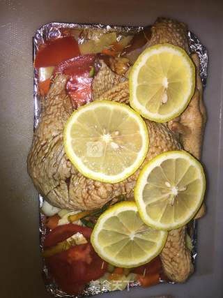 电烤箱蔬菜烤鸡~香喷喷的的做法步骤：5