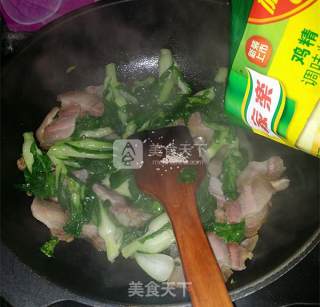 咸肉炒青菜苔的做法步骤：5