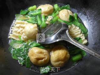 肉面筋菜芯波纹面的做法步骤：7