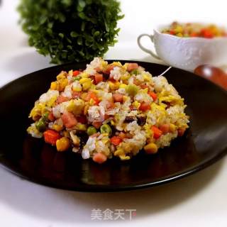 孜然香菇鸡蛋炒饭的做法步骤：8