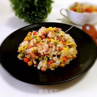 孜然香菇鸡蛋炒饭的做法步骤：9