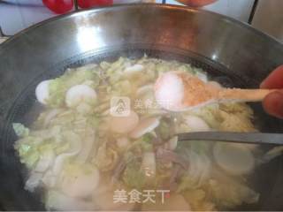 白菜肉丝汤年糕的做法步骤：8