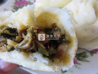 四川腊肉盐菜包子的做法步骤：8