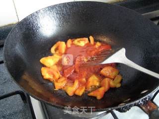 鲜虾茄汁拉条子——刀削面的华丽丽转身的做法步骤：9