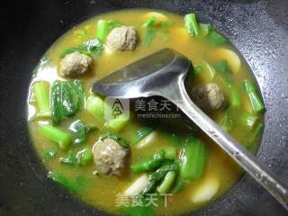 牛筋丸菜芯年糕汤的做法步骤：8
