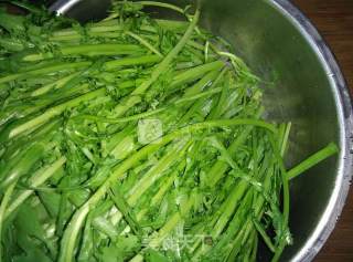 茼蒿虾皮的做法步骤：1