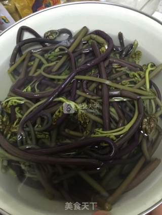 蕨菜炒肉的做法步骤：1