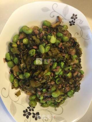 咸酸菜鲜黄豆伴肉末的做法步骤：6