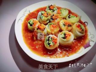清爽三丝白菜卷的做法步骤：2