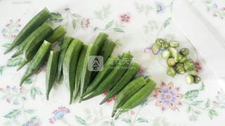 腊炒秋葵杏鲍菇的做法步骤：1