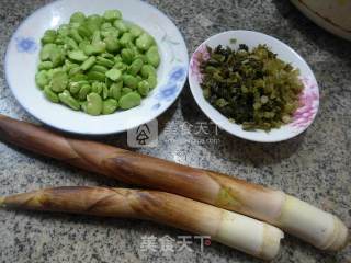 雪菜蚕豆炒雷笋的做法步骤：1