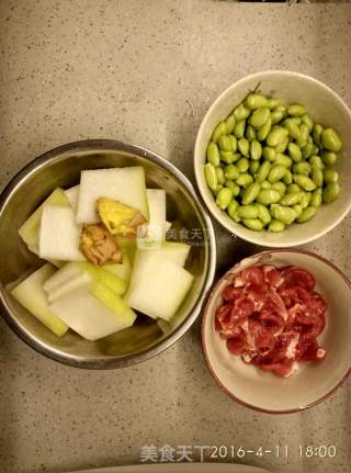 青豆冬瓜肉片汤的做法步骤：1