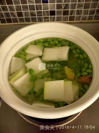 青豆冬瓜肉片汤的做法步骤：4