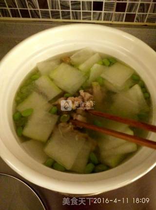 青豆冬瓜肉片汤的做法步骤：5