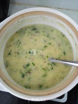 小米油菜肉末粥的做法步骤：10