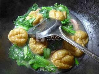 油面筋菜芯腊鸡腿的做法步骤：8