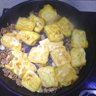 香煎肉末豆腐的做法步骤：11