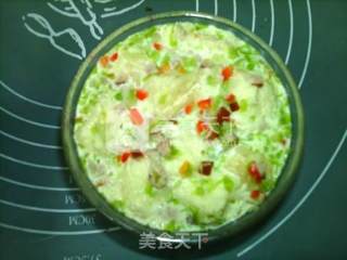 亚麻籽油杂蔬熏肠土司蒸蛋羹的做法步骤：12