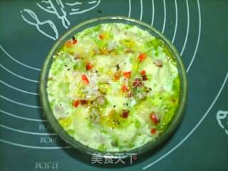 亚麻籽油杂蔬熏肠土司蒸蛋羹的做法步骤：15