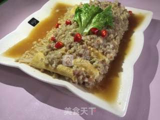 肉末蒸千张金针菇卷的做法步骤：2