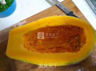 南瓜糯米盅的做法步骤：2