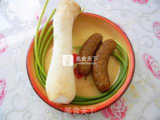 杏鲍菇红肠卷的做法步骤：1