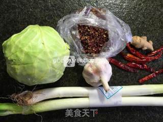 初夏瘦身美容餐桌上解腻开胃的麻辣手撕五花肉包菜的做法步骤：1