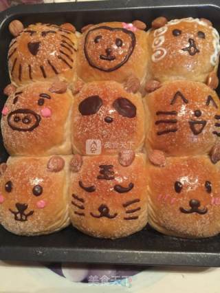 萌哒哒的森林动物挤挤面包的做法步骤：12