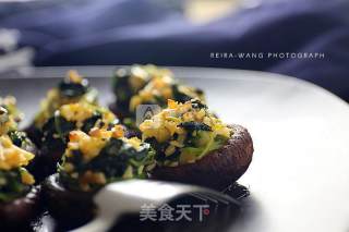 菠菜奶酪烤香菇的做法步骤：6