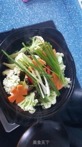 干锅（砂锅）有机花菜的做法步骤：9