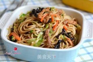 肉丝圆白菜炒面的做法步骤：15