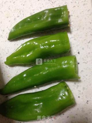 肉馅虎皮尖椒的做法步骤：2