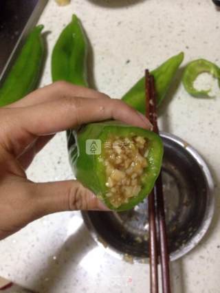 肉馅虎皮尖椒的做法步骤：3