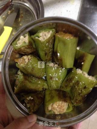 肉馅虎皮尖椒的做法步骤：5