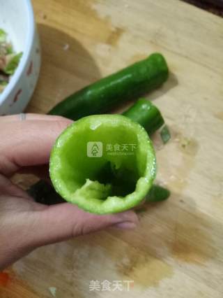 虎皮尖椒酿肉的做法步骤：2