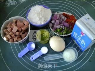 低油杂蔬火腿马芬的做法步骤：1