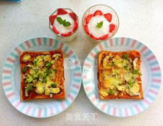 吐司披萨幸福的对称早餐的做法步骤：5