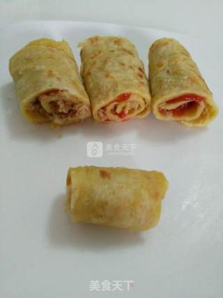 儿童早餐--肉松卷饼的做法步骤：3