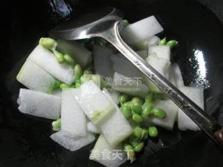 榨菜丝毛豆煮冬瓜的做法步骤：3