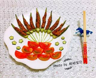 秋葵酿肉的做法步骤：10