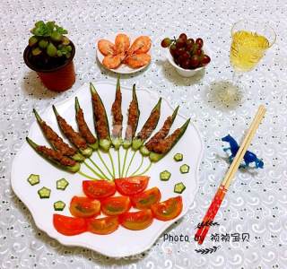 秋葵酿肉的做法步骤：13
