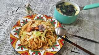 圆白菜素炒饼的做法步骤：12