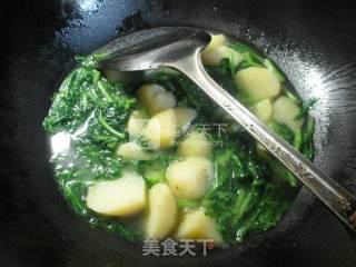 茼蒿煮土豆的做法步骤：7