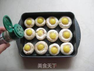 焗烤鹌鹑蛋口蘑的做法步骤：7