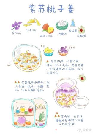 【手绘食谱】紫苏桃子姜 让夏日的味蕾急速分泌唾液 ~的做法步骤：5