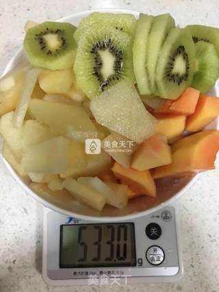 雪莲果猕猴桃木瓜鲜酿酵素的做法步骤：2