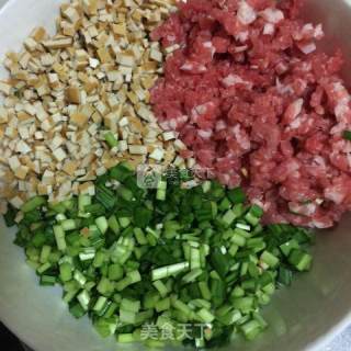 韭菜香干鲜肉饼的做法步骤：1