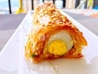 脆皮肉末鹌鹑卷的做法步骤：13