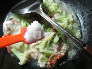 毛豆螃蟹花菜羹的做法步骤：6