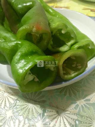 虎皮尖椒酿肉的做法步骤：1
